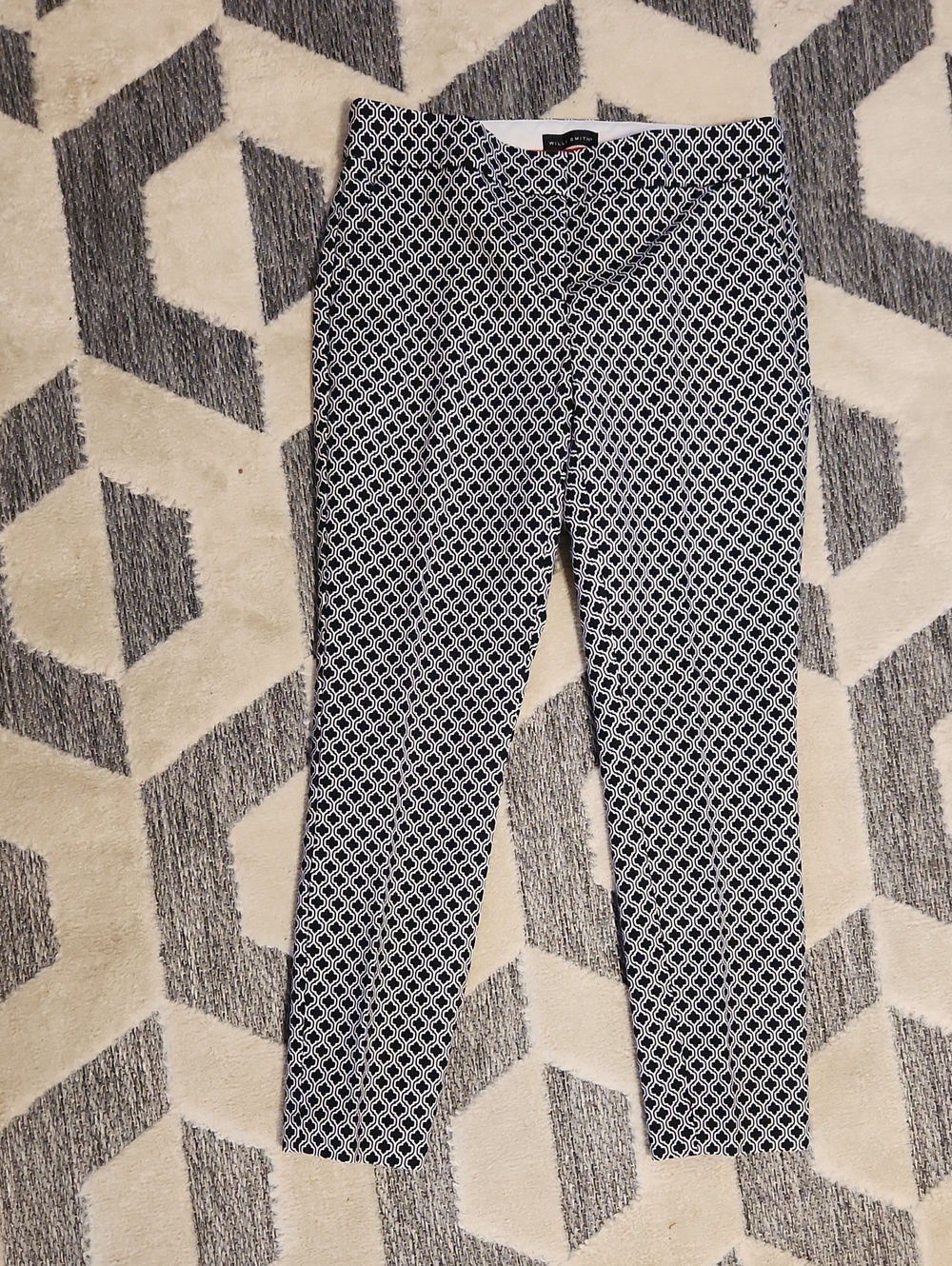 Willi Smith Black & White Geometric Skinny Pants